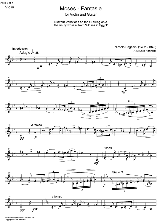 Moses-Fantasie - Violin