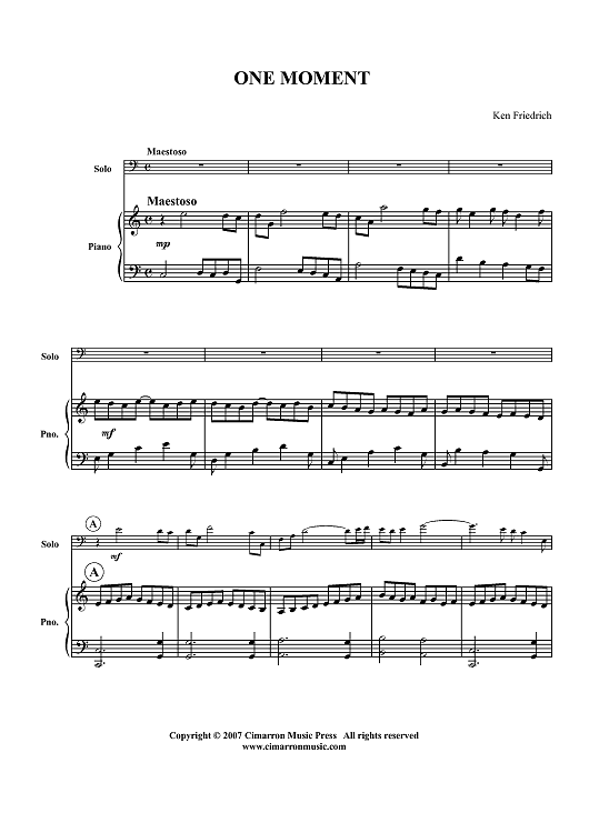 One Moment - Piano Score