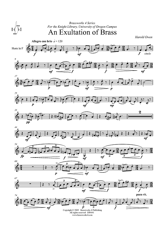 An Exultation Of Brass - Horn in F