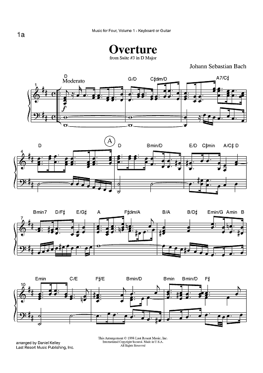 Overture - from Suite #3 in D Major - Keyboard or Guitar