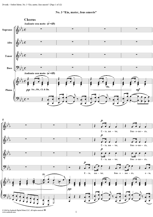 Stabat Mater, Op. 58: No. 3, Eia, Mater, Fons Amoris