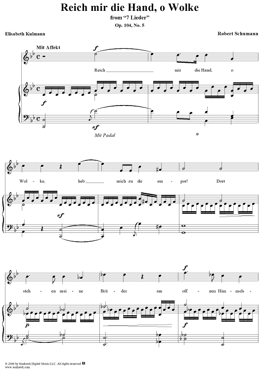 7 Lieder, Op. 104, No. 5: Reich mir die Hand, o Wolke