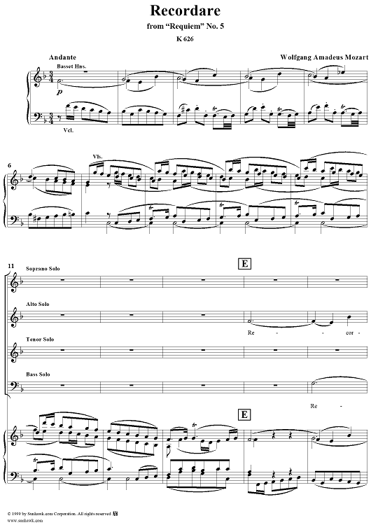 Recordare - No. 5 from "Requiem"  K626