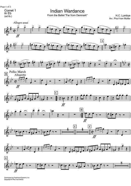 Indian Wardance from Far from Denmark - E-flat Cornet 1