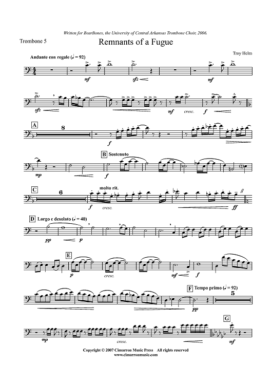 Remnants of a Fugue - Trombone 5