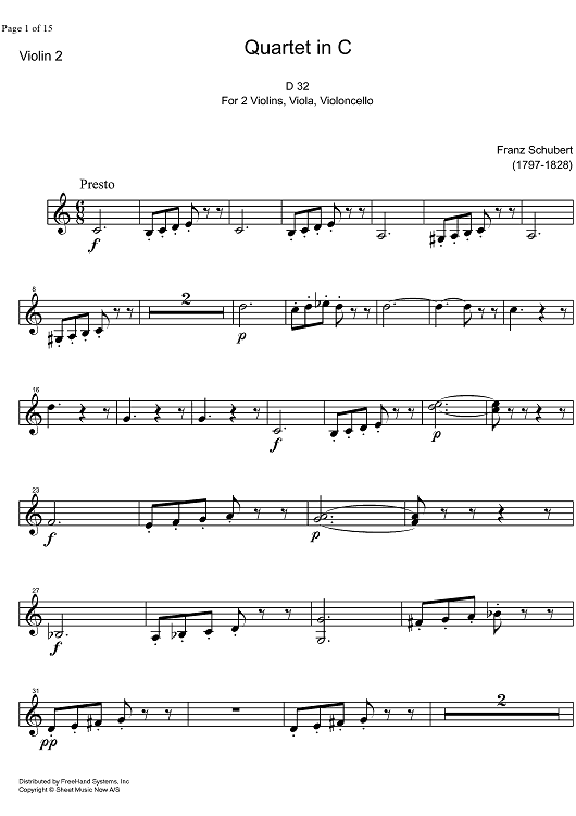 String Quartet No. 2 C Major D32 - Violin 2
