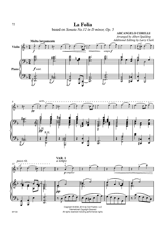 La Folia - based on Sonata No.12 in D minor, Op. 5