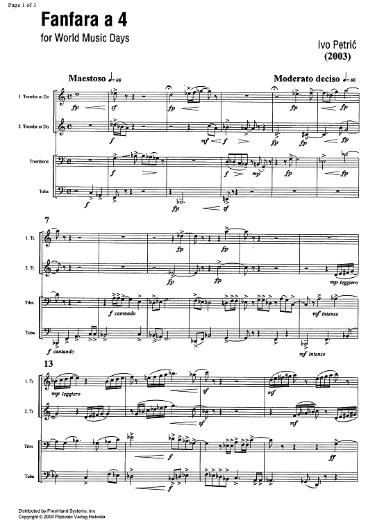 Fanfara a 4 for World Music Days - Score