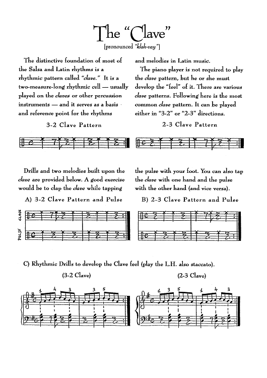 The 'Clave', 'Tumbao', 'Piano Montuno' and other Latin rhythms
