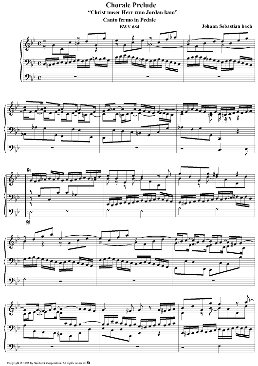 Chorale Prelude, BWV 684: Christ, unser Herr, zum Jordan kam