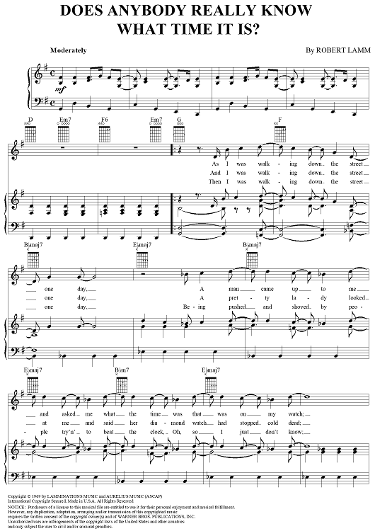 Does Anybody Really Know What Time It Is Sheet Music By Chicago For Does anybody really know what time it is sheet music by chicago for