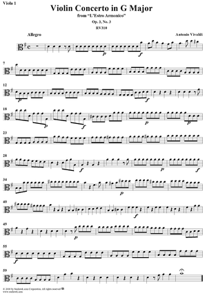 Violin Concerto in G Major    - from "L'Estro Armonico" - Op. 3/3  (RV310) - Viola 1