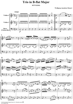 Trio in B-flat Major, K271f (K266) - Full Score