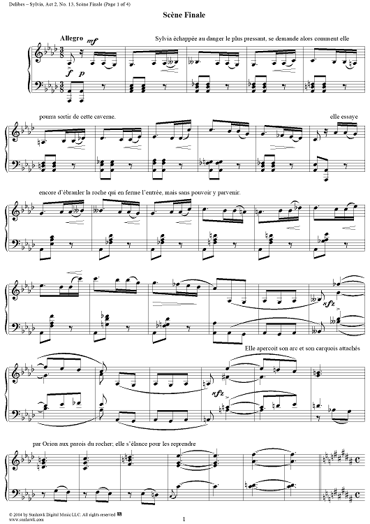 Sylvia, Act 2, No. 13: Scène Finale - Piano Score