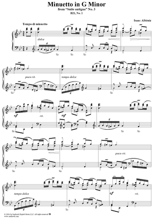 Minuetto in G Minor, No. 1 from "Troisieme Suite Ancienne" (Suite Antigua No. 3), B21