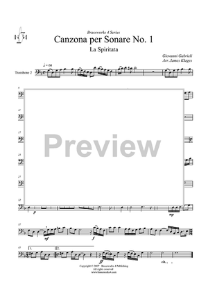 Canzona per Sonare No. 1 - La Spiritata - Trombone 2