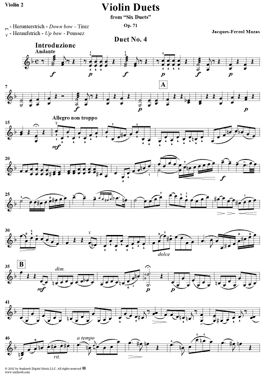 Violin Duets, Op. 71 - Violin 2