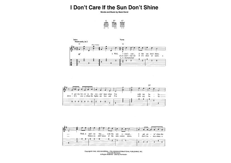 I Don't Care If the Sun Don't Shine