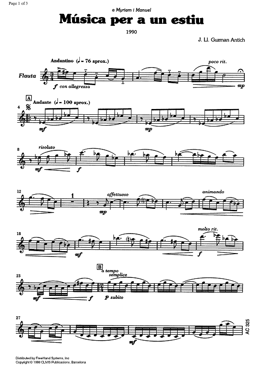 Música per a un estiu (Music for a Sommer) - Flute