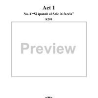 Si spande al sole in faccia, No. 4 from "Il Re Pastore", Act 1 (K208) - Full Score
