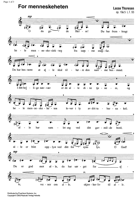 For menneskeheten (No. 5 from Helligkvad Op.19a) - Score and Parts