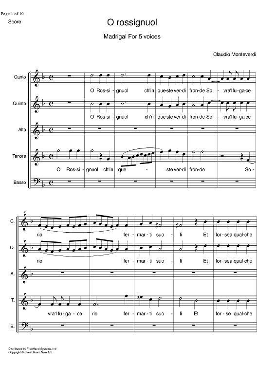 O Rosignuol - Score