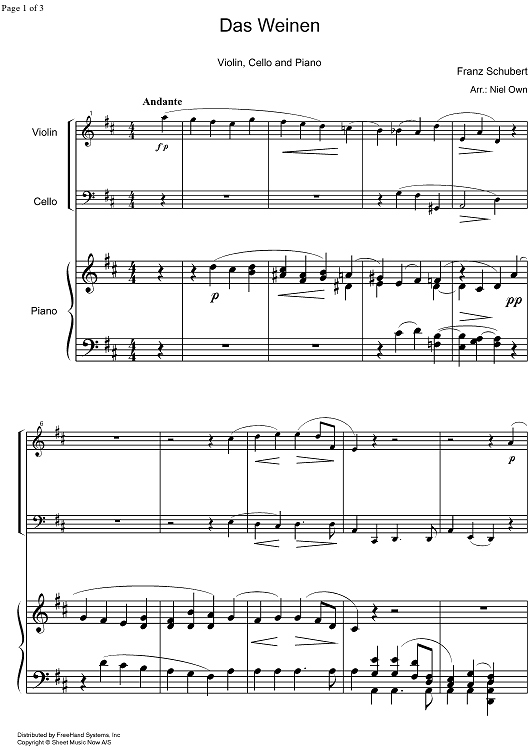 Das Weinen Op.106 No. 2 D926 - Score
