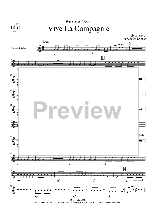 Vive La Compagnie - Cornet 2 in Bb