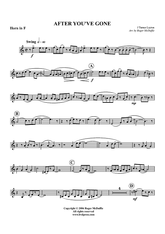 After You've Gone - Horn in F
