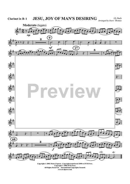 Jesu, Joy of Man's Desiring - Clarinet 1 in B-flat