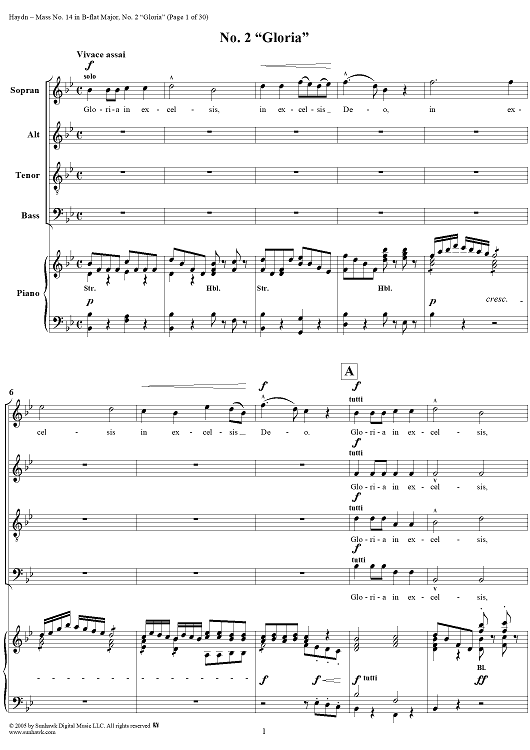 Mass No. 14 in B-flat Major, "Harmoniemesse"/"Wind Band Mass": No. 2. Gloria