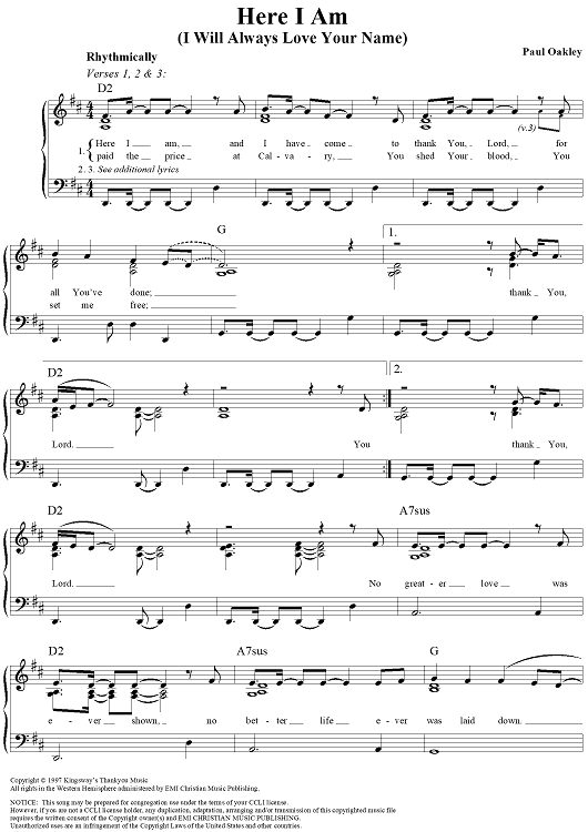 Here I Am (I Will Always Love Your Name)