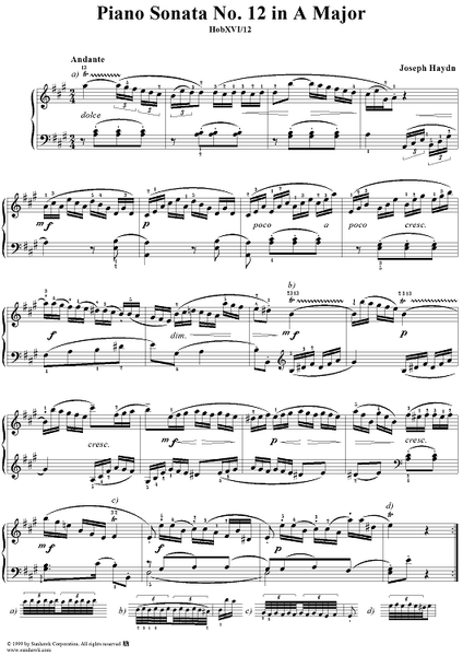 Piano Sonata no. 12 in A major