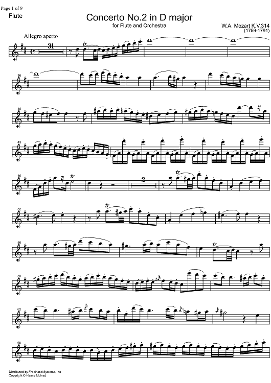 Concerto No. 2 C Major KV314 - Flute