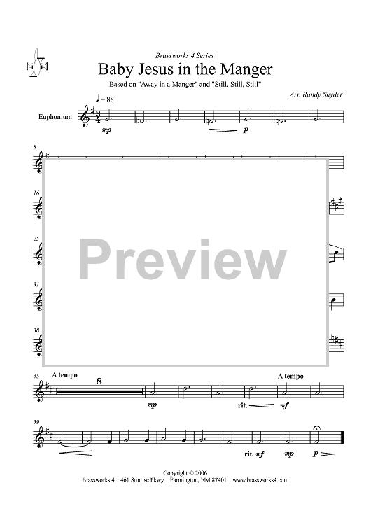 Baby Jesus in the Manger - Euphonium TC