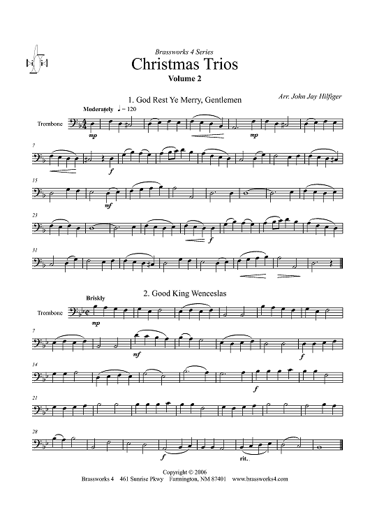 Christmas Trios, Volume 2 - Trombone