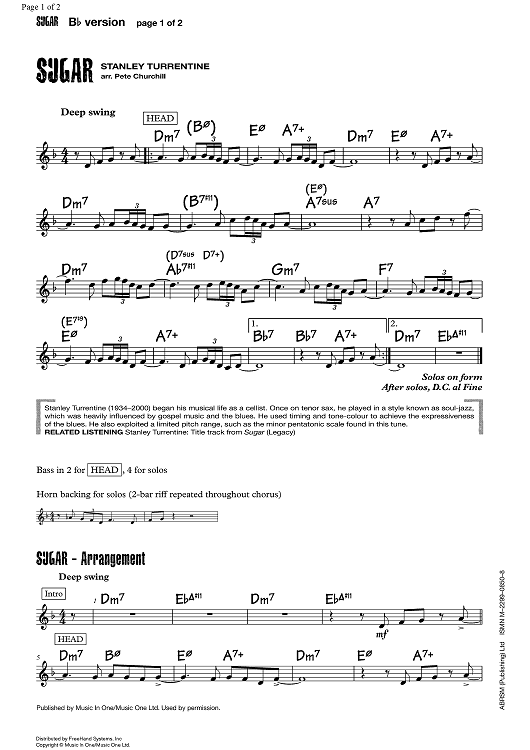 Sugar" Sheet Music for B-flat Lead Sheet - Sheet Music Now