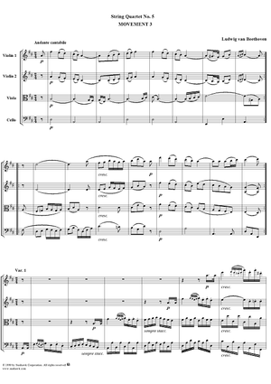 Op. 18, No. 5, Movement 3 - Andante cantabile - Score