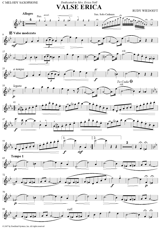 Valse Erica - C Melody Saxophone