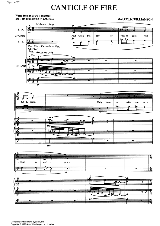 Canticle of Fire - Score