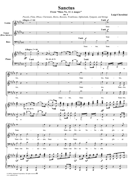 Sanctus - No. 5 from "Mass No. 11 in A major"