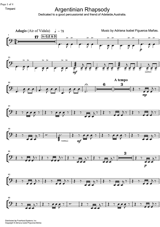 Argentinian Rhapsody - Timpani