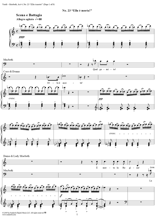 Macbeth, Act 4, No. 23, Scena. "Ella è mortal"