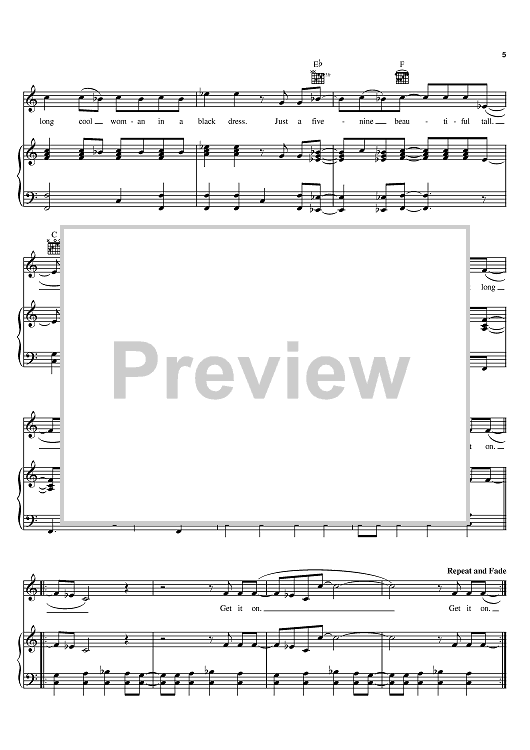 Long Cool Woman (In A Black Dress)" Sheet Music by Countdown Singers; The Hollies for Piano/Vocal/Chords - Sheet Music Now Long Cool Woman (In A Black Dress)" Sheet Music by Countdown Singers; The Hollies for Piano/Vocal/Chords - Sheet Music Now
