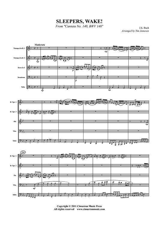 Sleepers, Wake! - From "Cantata No. 140, BWV 140" - Score