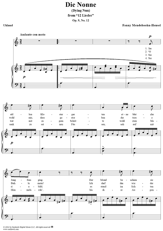 Twelve Lieder, Op. 9, No. 12: "The Dying Nun" (Die Nonne)