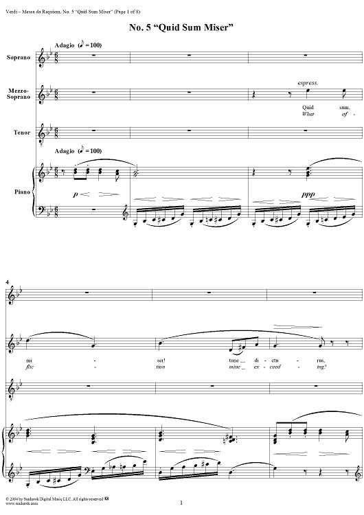 Messa da Requiem: No. 5. Quid Sum Miser
