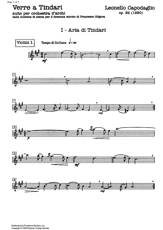 Verre a Tindari Op.92 - Violin 1