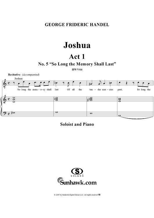 Joshua, Act 1, Nos. 5  "So long the memory shall last"