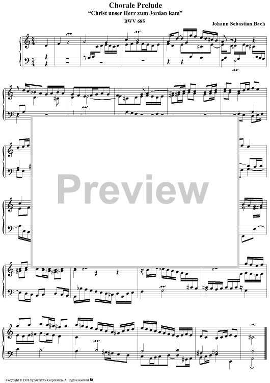Chorale Prelude, BWV 685: Christ, unser Herr, zum Jordan kam